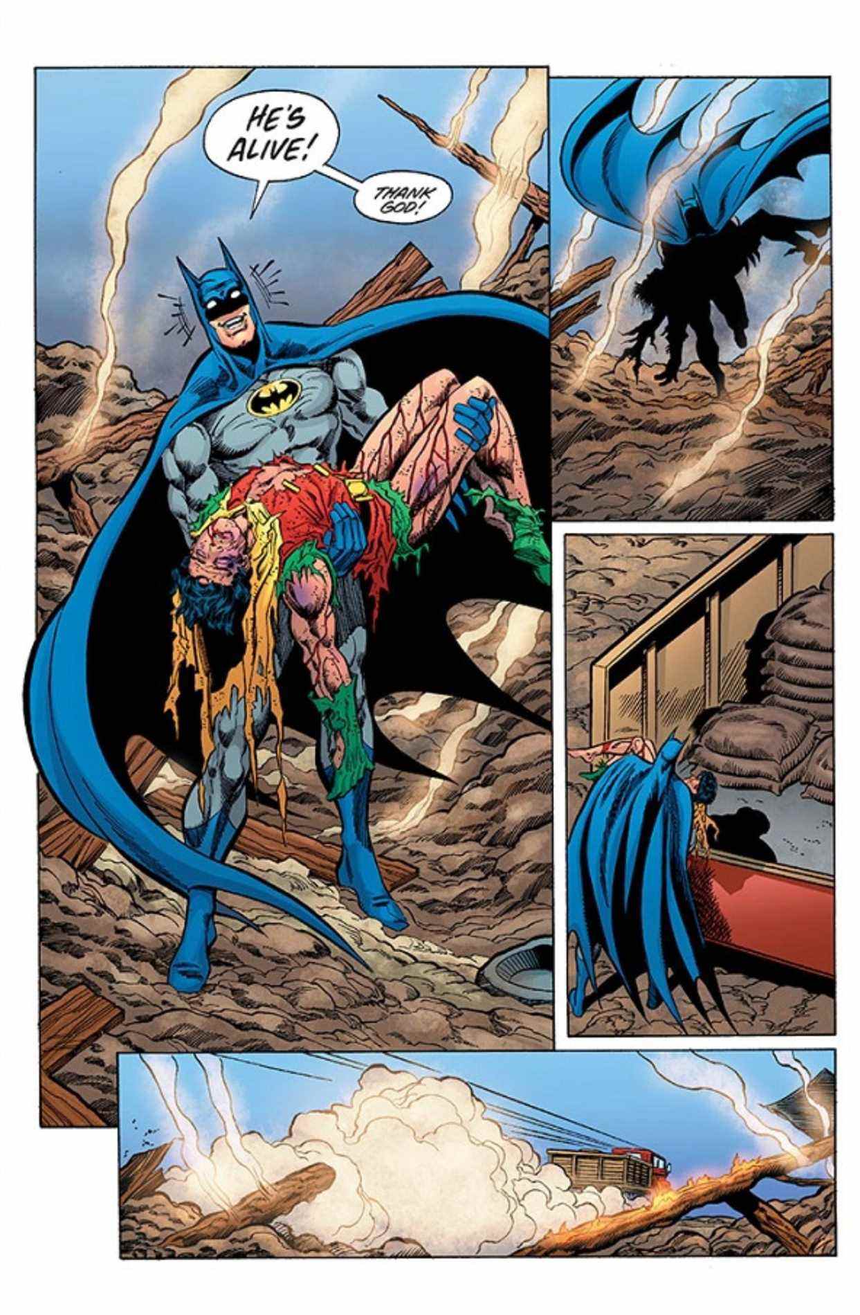 La fin alternative de Batman # 428 dessinée par Jim Aparo et Mike DeCarlo, colorée par Alex Sinclair et publiée pour la première fois en 2006 dans Batman Annual # 25