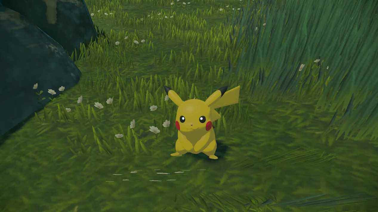 Pikachu Pokémon Legends: Arceus joy interagit avec la nature pour les nerds Nintendo Switch Game Freak