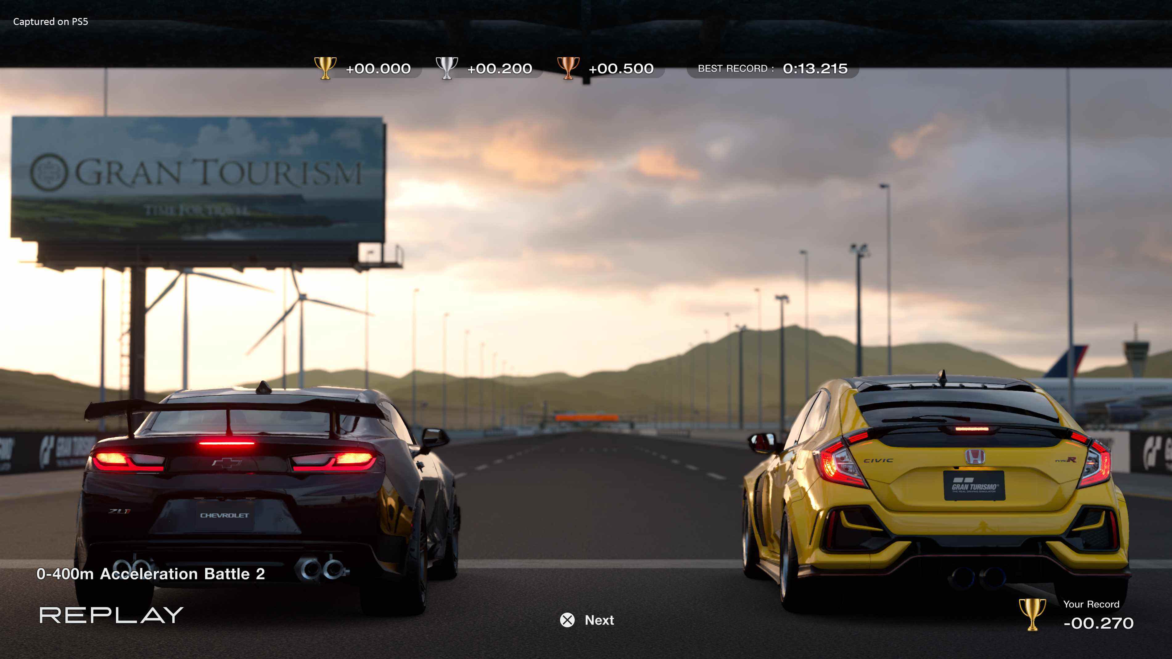 Capture d'écran de la relecture de l'hippodrome de Gran Turismo 7
