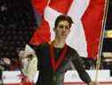 18 janvier 2020 ;  Mississauga, Ontario, CAN;  Le champion masculin Roman Sadovsky réagit lors du Championnat national canadien de patinage 2020 au Paramount Fine Foods Centre. 