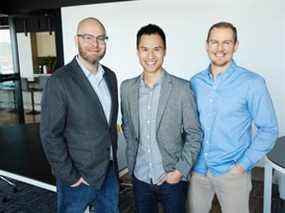 Le directeur de la technologie de Neo Financial Kris Read, le directeur général Andrew Chau et le directeur des ventes Jeff Adamson.