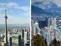 Toronto, à gauche, a dépassé Vancouver, à droite, pour devenir le marché immobilier le plus cher du Canada, selon RBC.
