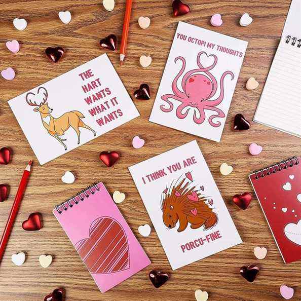 Cartes de Saint-Valentin Animal Pun avec enveloppes