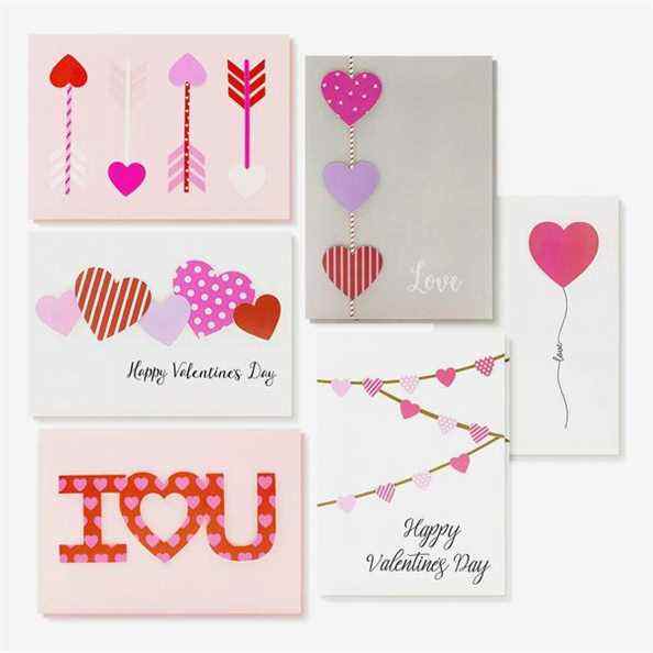 Cartes de Saint Valentin uniques faites à la main avec enveloppes (paquet de 12)