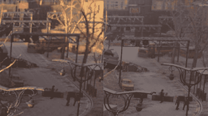 Une image de comparaison montrant une rue dans Dying Light 2, avant et après une mise à jour DLSS.