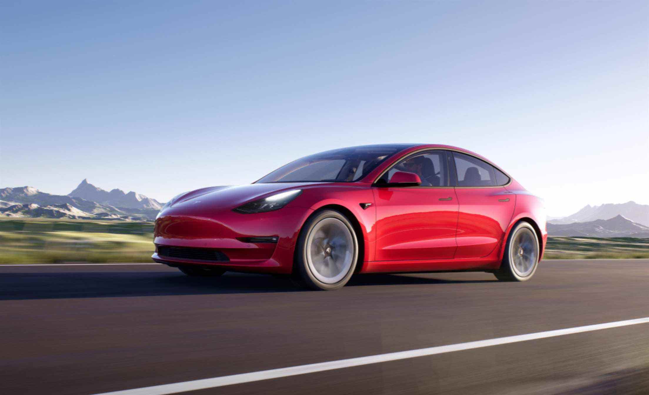 Rendu du modèle 3 de Tesla sur la route