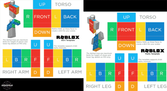 Guide des modèles de chemises et de pantalons Roblox [+ Transparent Version]