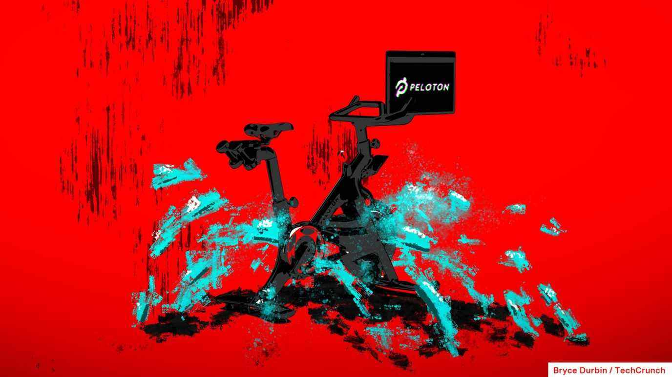 peloton illustration qui représente un vélo stationnaire dans un état d'entropie