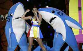 Dans cette photo d'archive du 1er février 2015, la chanteuse Katy Perry se produit pendant la mi-temps du Super Bowl XLIX à Glendale, en Arizona.