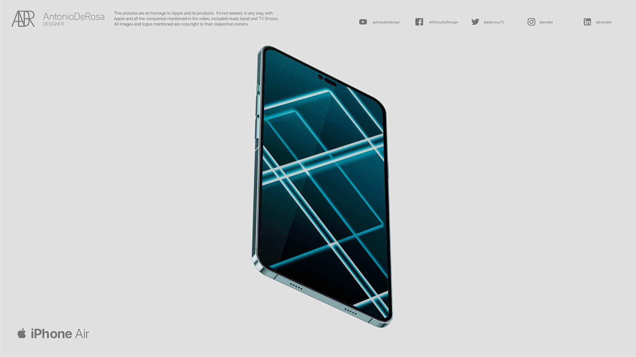 Écran design concept iPhone Air sans encoche