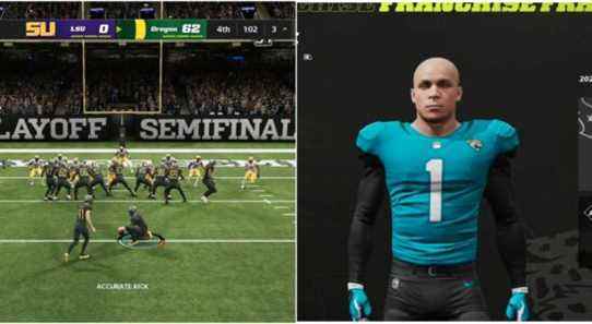 Madden NFL 22 Beginner Tips Collage Kicking Field Goal And Playing For Jaguars
