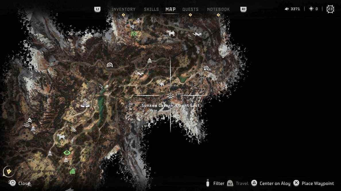 Caverne engloutie : Daunt East sur la carte Horizon Forbidden West