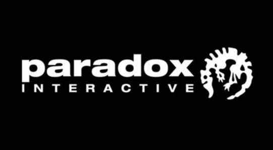 paradox interactive white text logo on a black background