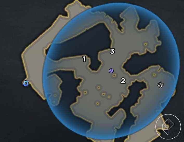 Une carte montrant les trois emplacements de la fée cachée dans Lost Ark