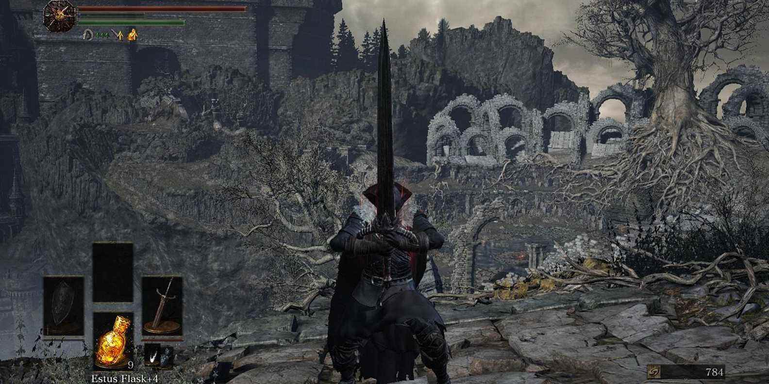 Joueur tenant l'épée du chevalier noir