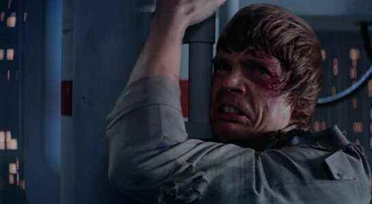 Mark Hamill hangs off the Death Star in Empire Strikes Back
