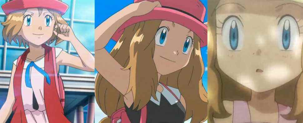 Short-haired Serena arriving in Hoenn; Long-haired Serena; Young Serena meeting Ash at Pokemon Camp