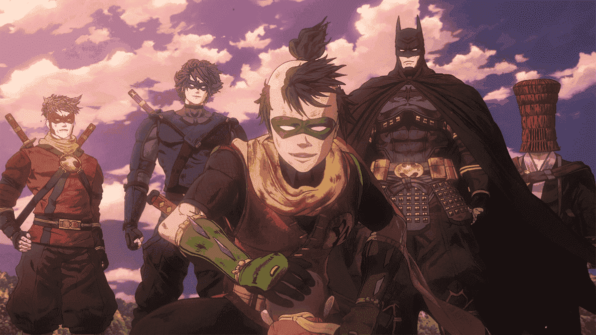 Robin, Nightwing, Robin, Batman et un allié masqué dans Batman : Ninja.
