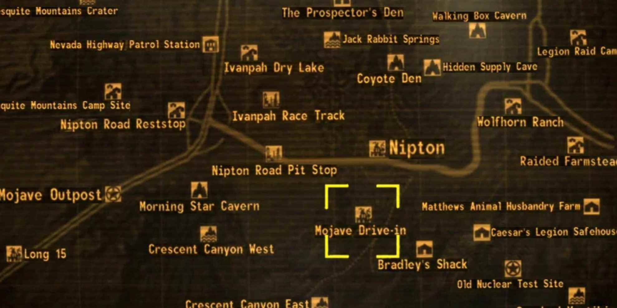 Fallout New Vegas Mojave Drive-In sur la carte