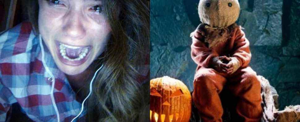 Split image of Blair yelling in Unfriended and Sam in Trick 'r Treat