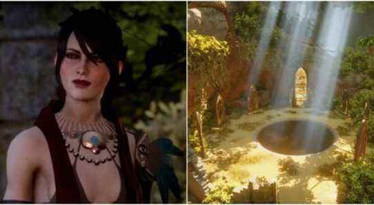 Split image of Morrigan and the well.