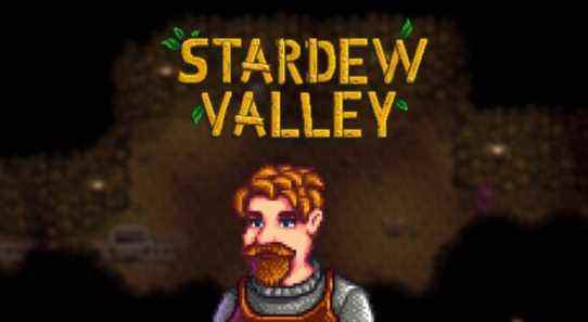 Stardew Valley title clint blurred background of the mines