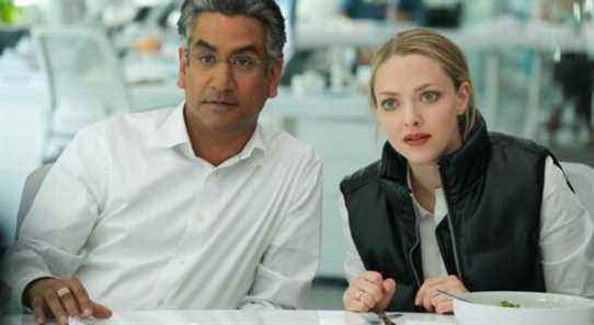 The Dropout -- Money. Romance. Tragedy. Deception. Hulu’s limited series “The Dropout,” the story of Elizabeth Holmes (Amanda Seyfried) and Theranos is an unbelievable tale of ambition and fame gone terribly wrong. How did the world’s youngest self-made female billionaire lose it all in the blink of an eye? Sunny Balwani (Naveen Andrews) and Elizabeth Holmes (Amanda Seyfried), shown. (Photo by: Beth Dubber/Hulu)
