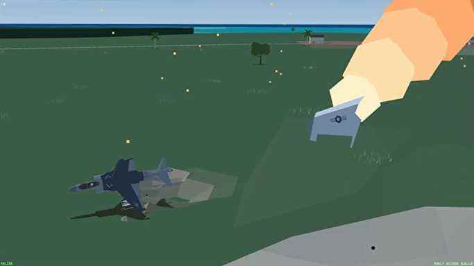 Un avion à réaction Harrier s'écrase au sol dans Tiny Combat Arena