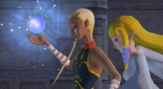 Impa and Zelda standing in the Sealed Grounds in The Legend of Zelda: Skyward Sword