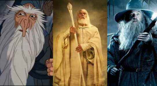 title split image Rankin Bass Gandalf the White Gandalf the Gray