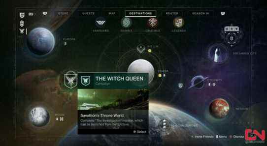 Comment sélectionner la campagne légendaire Witch Queen Destiny 2