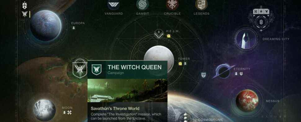 Comment sélectionner la campagne légendaire Witch Queen Destiny 2