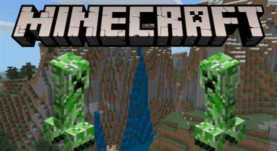 minecraft logo and creepers