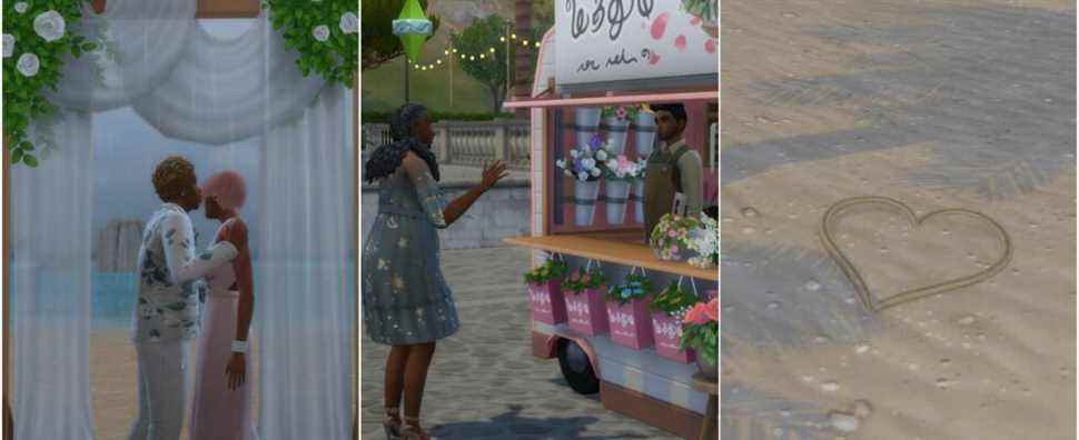 A collage of different things to do in Tartosa from The Sims 4: My Wedding Stories