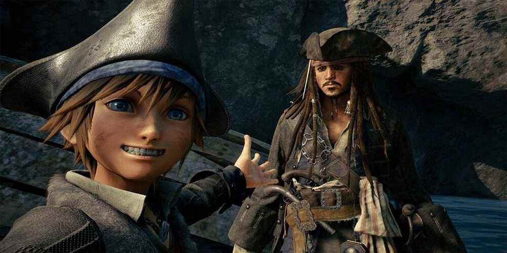 Sora prend un selfie avec Jack Sparrow