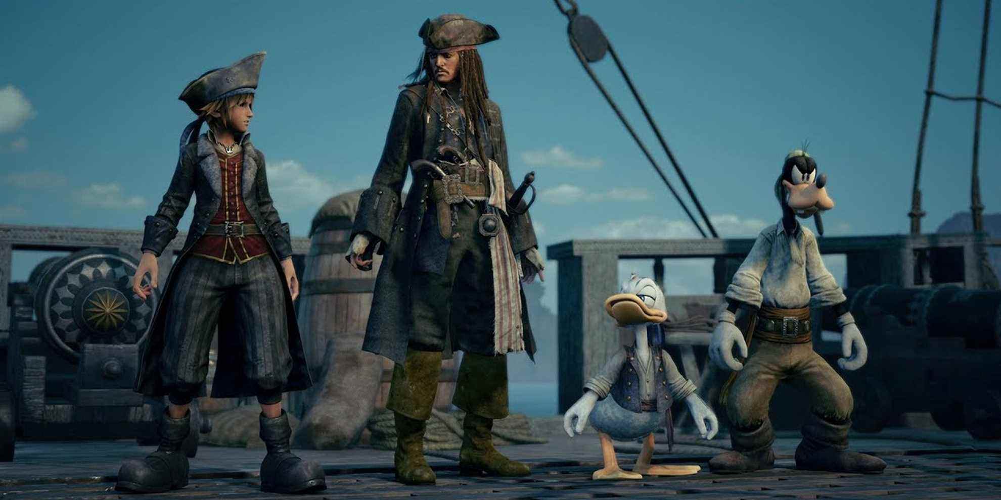 Sora et ses amis avec Jack Sparrow