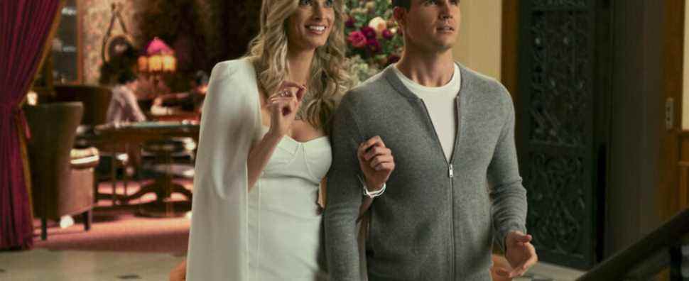 Allegra Edwards as Ingrid, Robbie Amell as Nathan in Upload