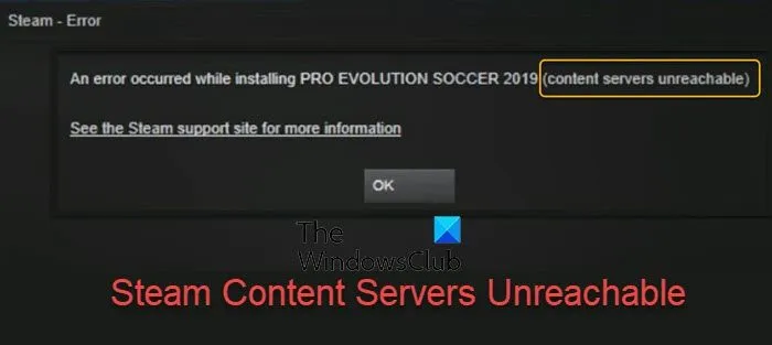 Serveurs de contenu Steam inaccessibles