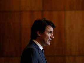 Le Premier ministre canadien Justin Trudeau prend la parole lors d'une conférence de presse à Ottawa, Ontario, Canada, le 21 février 2022.
