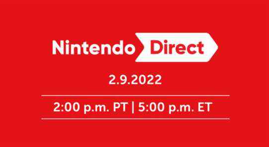 Nintendo Direct prévu pour le 9 février, avec 40 minutes de jeux Switch principalement prévus au premier semestre 2022