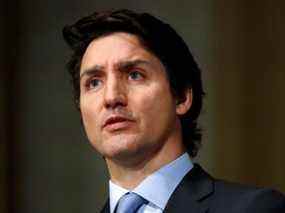 Le premier ministre Justin Trudeau prend la parole lors d'une conférence de presse à Ottawa.