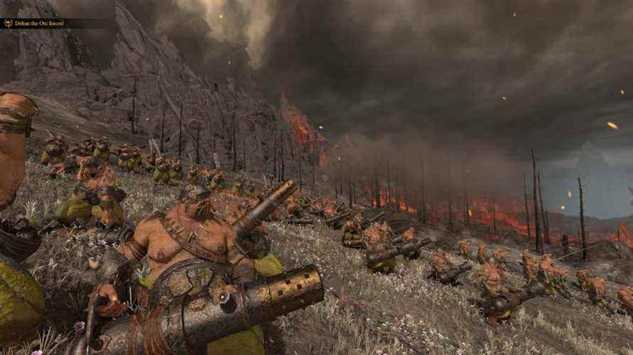 Leadbelchers prenant part à une bataille d'ogres lors de notre examen de Total War: Warhammer 3