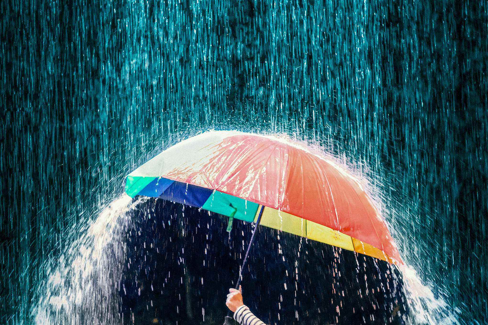 Cropped Hand Holding Umbrella pendant les pluies