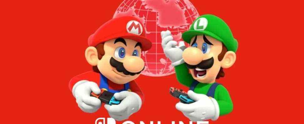Mario and Luigi holding Joy-Cons and using Nintendo Switch Online