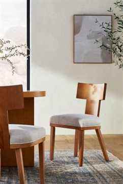 Chaise de salle à manger sculpturale en bois Target Threshold Salduro (lin)