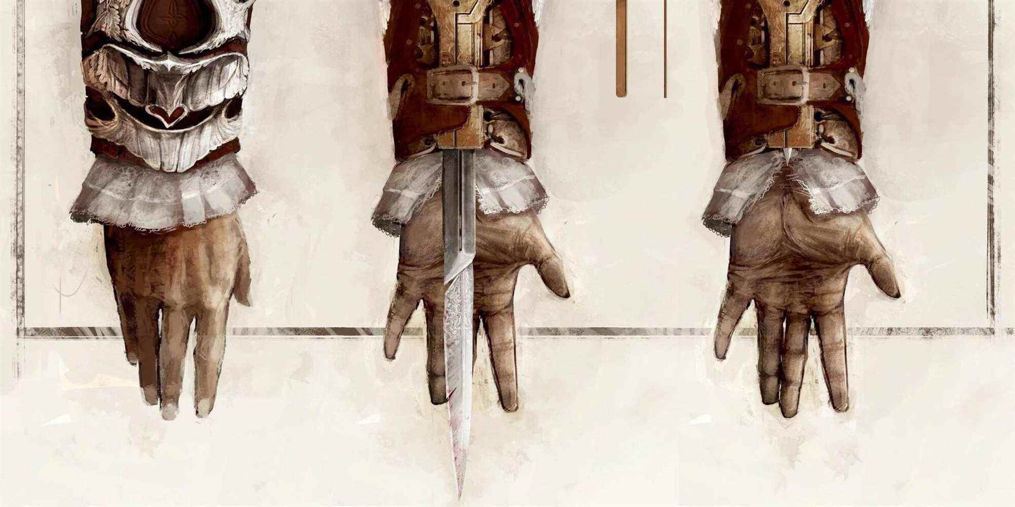 Illustration conceptuelle de la lame cachée d'Assassin's Creed