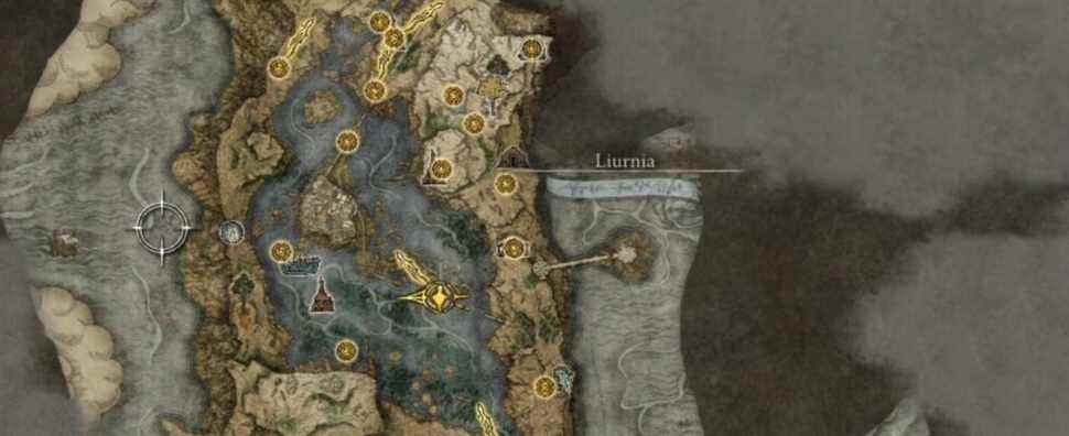 liurnia of the lakes map in elden ring