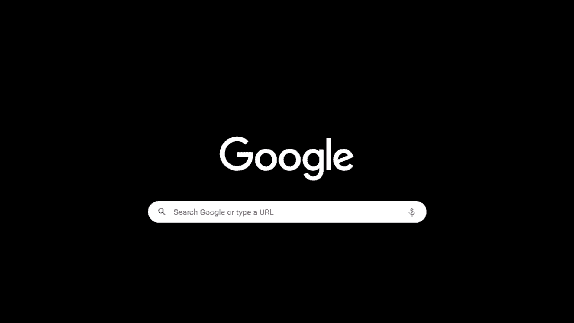Le nouveau mode sombre plus sombre de Google - c'est un écran noir avec une orthographe en lettres blanches Google