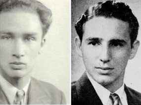Un jeune Pierre Trudeau à gauche, un jeune Fidel Castro à droite.