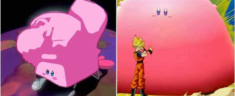 Kirby memes involving Evangelion and Dragon Ball Z